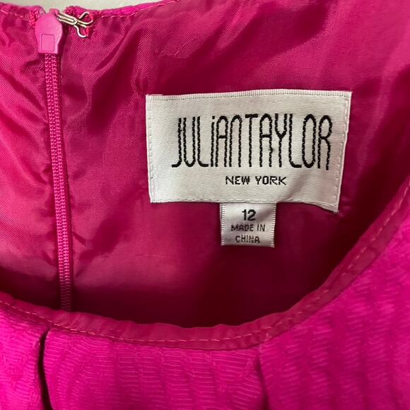 Women's Julian Taylor Textured Sleeveless Sheath Dress Fuchsia Bright Pink  12 - Picture 5 of 8
